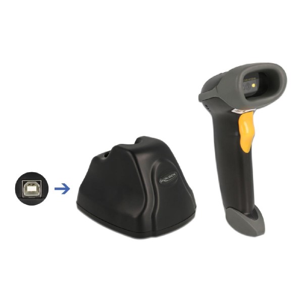 DELOCK barcode scanner 90550, 1D & 2D, ασύρματο, με βάση φόρτισης, μαύρο