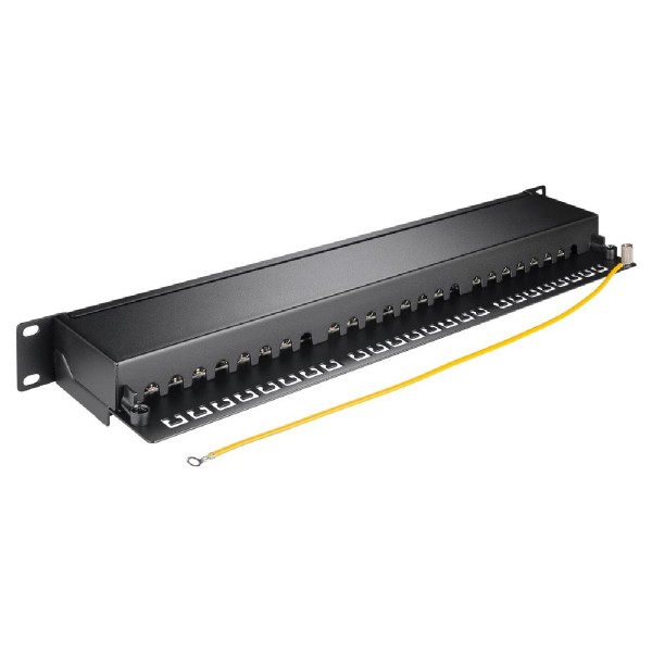 GOOBAY patch panel 90854, 19"/1U, 24x ports, CAT 6a STP, μαύρo