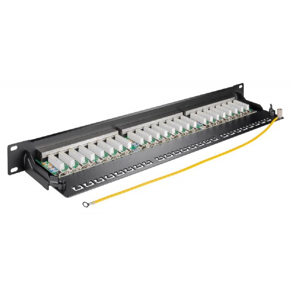 GOOBAY patch panel 90854, 19"/1U, 24x ports, CAT 6a STP, μαύρo