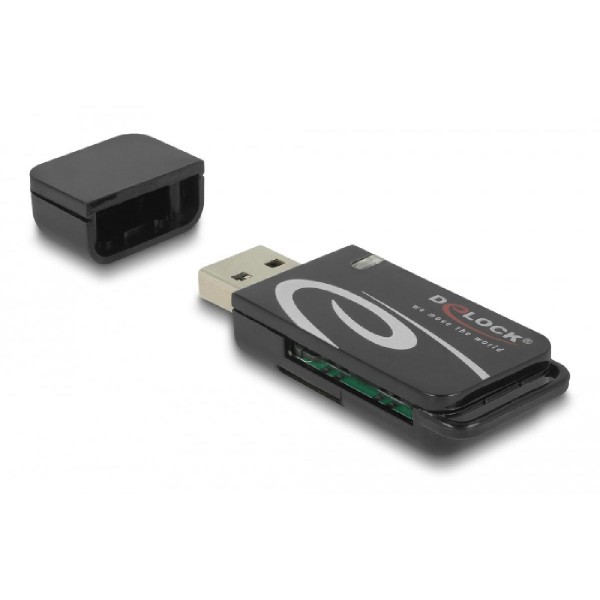 DELOCK card reader 91602 για SD & micro SD, USB, 480Mbps, μαύρο