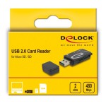 DELOCK card reader 91602 για SD & micro SD, USB, 480Mbps, μαύρο