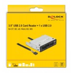 DELOCK USB 9-pin card reader 91708, CF/SD/XD/MS/Micro SD/USB, 3.5" bay