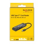 DELOCK card reader 91739 για micro SD/SD/CF/MS/xD, USB-C, μαύρο