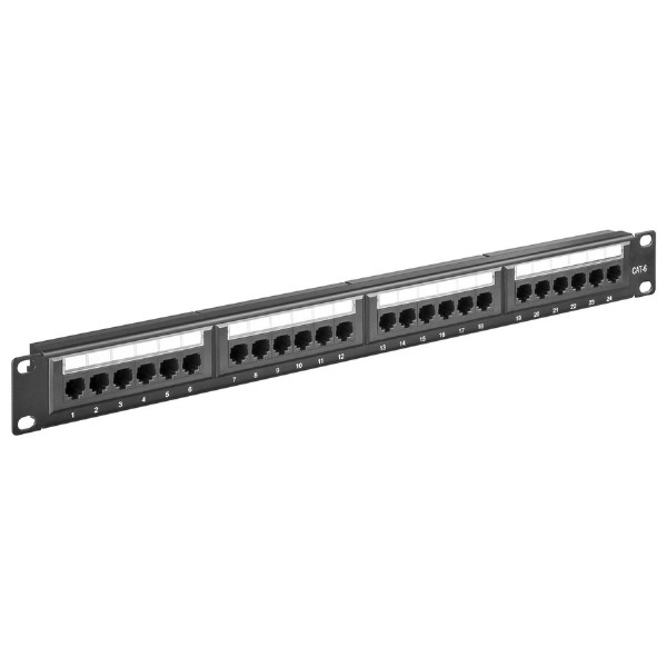 GOOBAY patch panel 93866, 19"/1U, 24x θύρες δικτύου, CAT 6, μαύρo