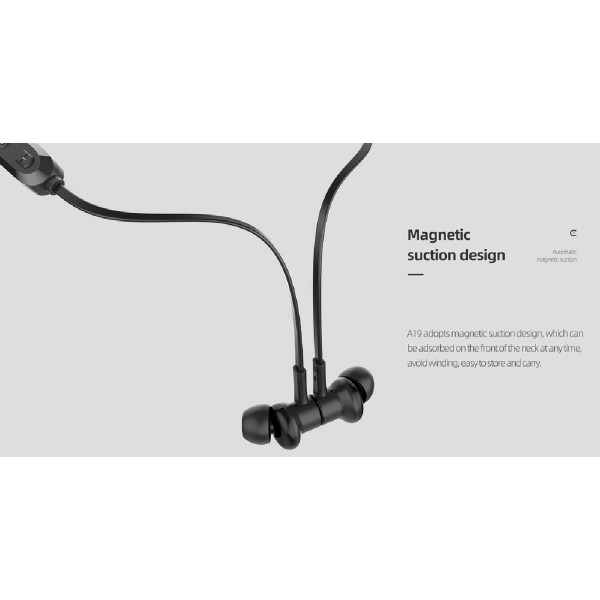 CELEBRAT earphones A19 με μαγνήτη, Bluetooth 5.0, 10mm, μαύρα