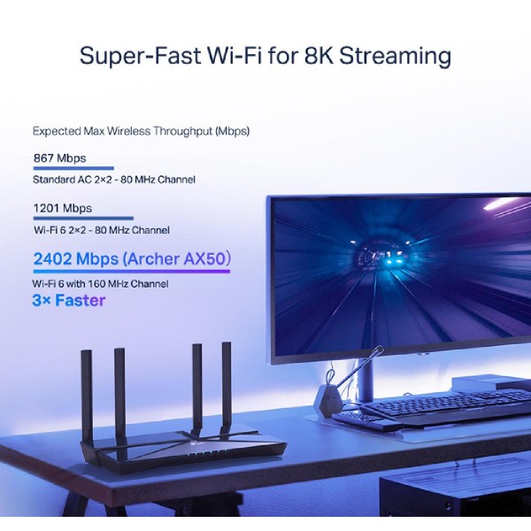 TP-LINK router Archer AX50, WiFi 6, AX3000, Dual Band, Ver. 1.0