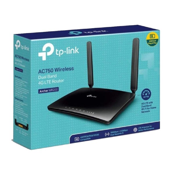 TP-LINK wireless router Archer MR200, 4G LTE, AC750 Dual Band, Ver. 2.0