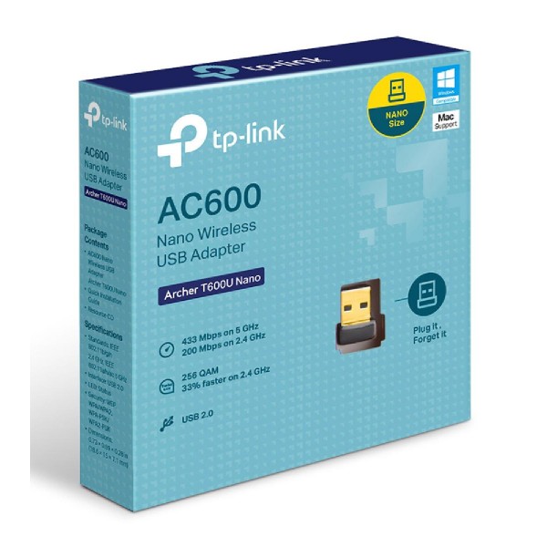 TP-LINK ασύρματος nano USB αντάπτορας ARCHER-T600UNANO, AC600, Ver. 1.0