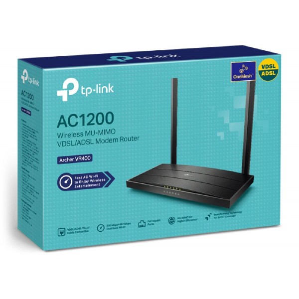 TP-LINK Wireless Modem Router Archer VR400, MU-MIMO, VDSL/ADSL, Ver. 3.0