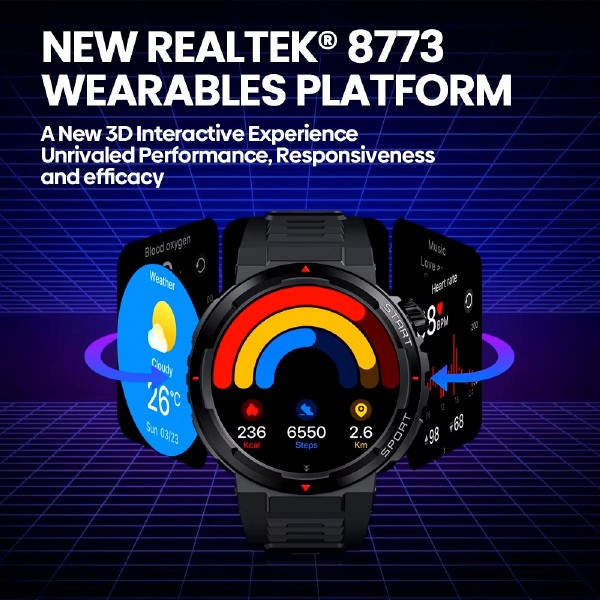 ZEBLAZE smartwatch Ares 3 Plus, heart rate, 1.43" AMOLED, IP68, μαύρο