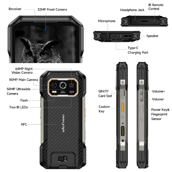 ULEFONE smartphone Armor 27, 6.78", 12/256GB, 10600mAh, IP68/IP69K, μαύρο