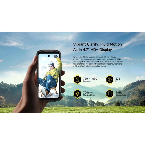 ULEFONE smartphone Armor Mini 20 Pro, 4.7", 8/256GB, 5G, 6200mAh, IP68/IP69K, μαύρο