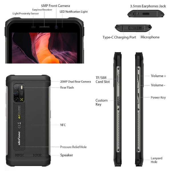 ULEFONE smartphone Armor X10 Pro, 5.45" 4/64GB 5180mAh, IP68/IP69K, γκρι