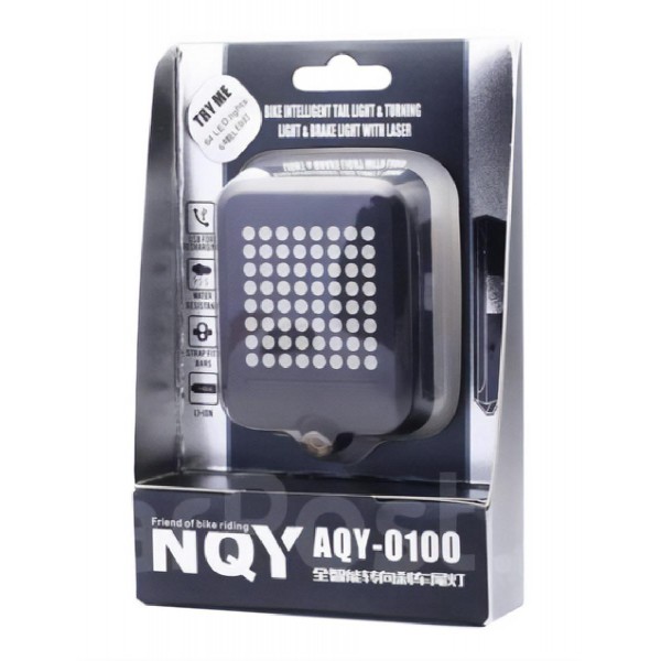 Έξυπνος οπίσθιος φωτισμός ποδηλάτου BIKE-0034, LED, μπαταρία, USB, μαύρο