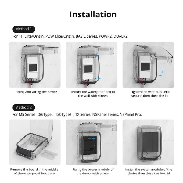 SONOFF θήκη για smart διακόπτες BOX-R2, αδιάβροχη, διάφανη