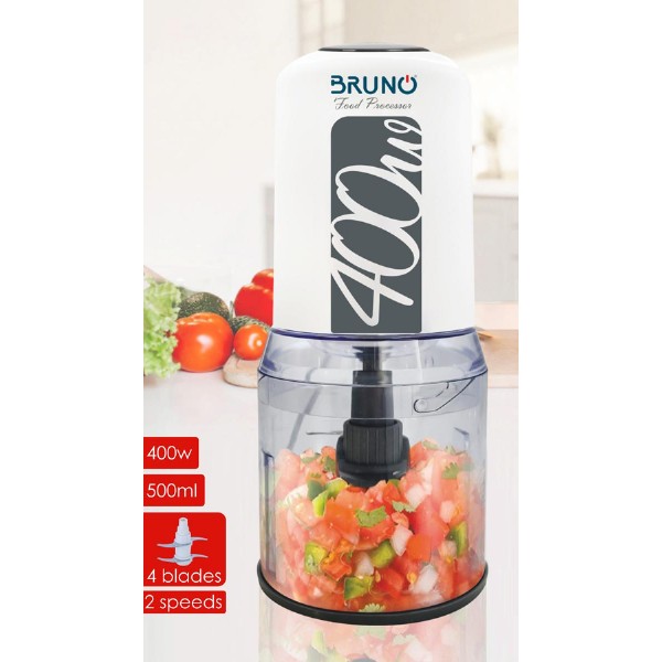 BRUNO πολυκόπτης BRN-0088, 2 ταχύτητες, 400W, 500ml, 4 λεπίδες, λευκός