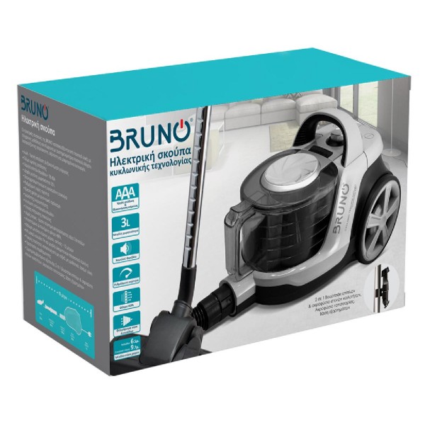 BRUNO ηλεκτρική σκούπα BRN-0137, 800W, 3lt, κυκλωνική, λευκή