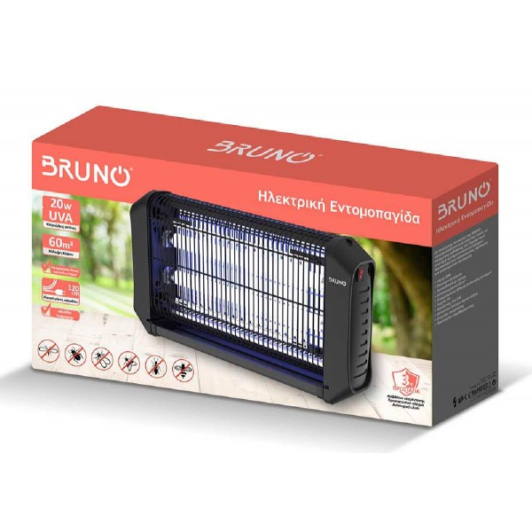 BRUNO ηλεκτρική εντομοπαγίδα BRN-0186 με UV λυχνία, 20W, μαύρη