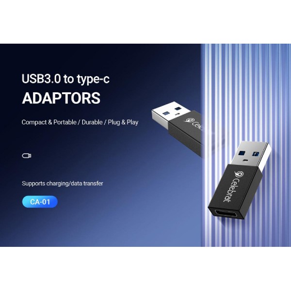 CELEBRAT αντάπτορας USB 3.0 σε USB-C CA-01, 3A, 5Gbps, μαύρος