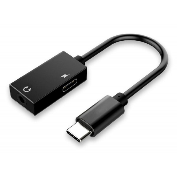 POWERTECH καλώδιο USB Type-C σε USB Type-C/3.5mm CAB-UC053, 0.11m, μαύρο