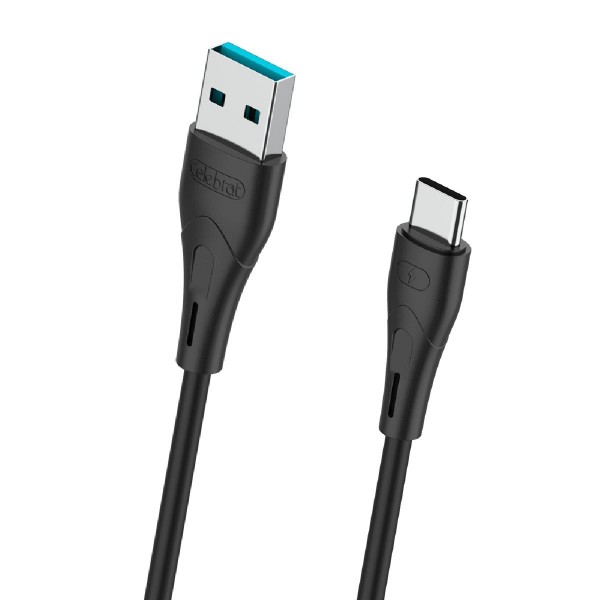 CELEBRAT καλώδιο USB-C σε USB CB-18T, 15W 3A, 480Mbps, 1m, μαύρο