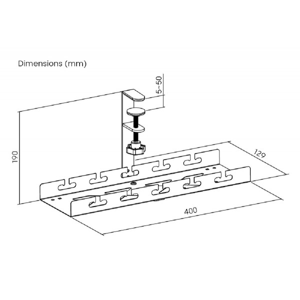 BRATECK cable management γραφείου CC11-10-1, μεταλλικό, 40x12.9x19cm, μαύρο