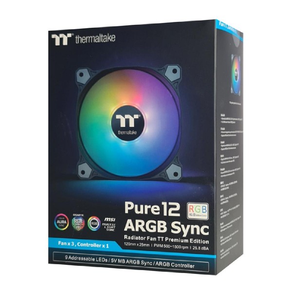 THERMALTAKE Kit LED ανεμιστήρων Pure 12 ARGB Sync, 3x 120mm, controller