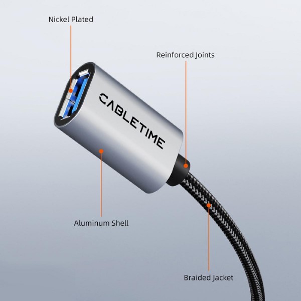 CABLETIME καλώδιο προέκτασης USB CT-AMAF1, 5Gbps, 3m, μαύρο