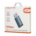 CABLETIME αντάπτορας USB-C σε USB CT-AMCF10-AG, 10Gbps, 15W, γκρι