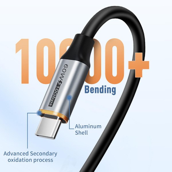 CABLETIME καλώδιο USB-C σε USB CT-AMCMG2, 60W, 10Gbps, 1.5m, μαύρο