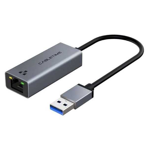 CABLETIME αντάπτορας USB σε RJ45 CT-AML1000, 1000Mbps, γκρι