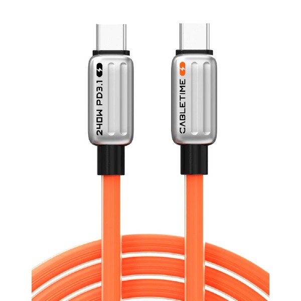 CABLETIME καλώδιο USB-C CT-CM240-ZSO1, 240W, 480Mbps, 1m, πορτοκαλί