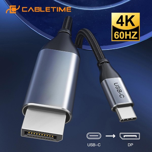 CABLETIME καλώδιο USB-C σε DisplayPort CT-CMDP2, 4K/30Hz, 1.2m, μαύρο