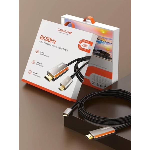 CABLETIME καλώδιο USB-C σε HDMI CT-CMHD8K, 8K/60Hz, 3m, μαύρο