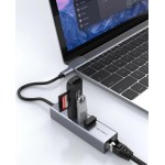 CABLETIME USB-C hub CT-CMLU3, RJ45 & 3x USB θύρες, 5Gbps, 1000Mbps, γκρι