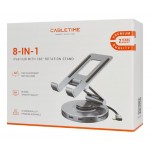 CABLETIME docking station CT-HUBC8-AG με βάση tablet, 8 θυρών, γκρι