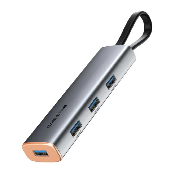 CABLETIME USB-C hub CT-HUBP4, 4x USB θύρες, 5Gbps, γκρι