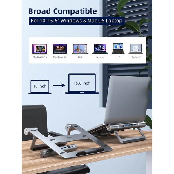 CABLETIME docking station CT-HUBS7-AG με βάση laptop, 8 θυρών, γκρι