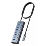 CABLETIME USB hub CT-HUBU7-AG, 7x θυρών, 5Gbps, USB σύνδεση, 1m, γκρι