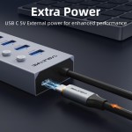 CABLETIME USB hub CT-HUBU7-AG, 7x θυρών, 5Gbps, USB σύνδεση, 1m, γκρι