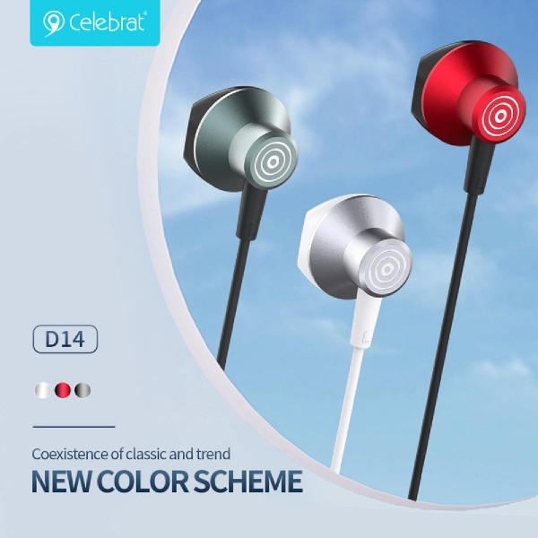 CELEBRAT earphones με μικρόφωνο D14, USB-C, 1.2m, λευκά