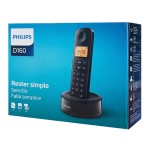 PHILIPS ασύρματο τηλέφωνο D1601B/34, με ελληνικό μενού, μαύρο