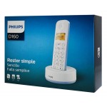 PHILIPS ασύρματο τηλέφωνο D1601S-34, με ελληνικό μενού, λευκό-μπλε