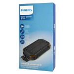 PHILIPS power bank με φακό DLP7726N, ηλιακό, 20000mAh, 15W, μαύρο