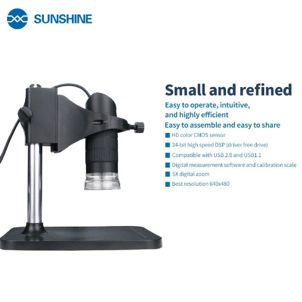 SUNSHINE ψηφιακό μικροσκόπιο DM-1000S, 50x-1000x, USB, LED