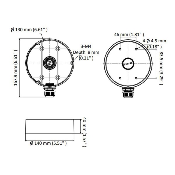 HIKVISION βάση κάμερας DS-1280ZJ-DM45, μεταλλική, λευκή