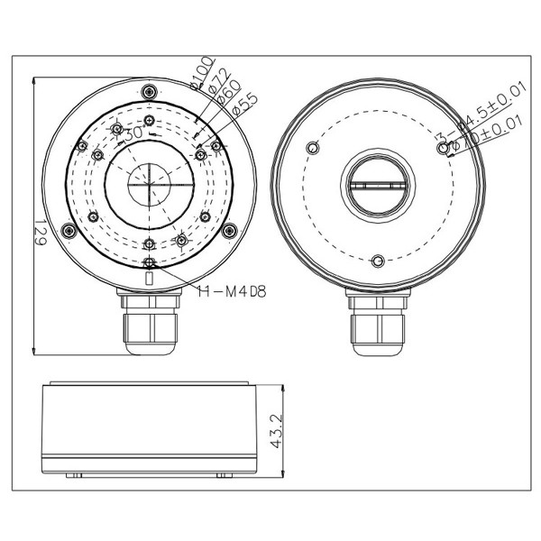 HIKVISION βάση κάμερας DS-1280ZJ-XS, μεταλλική, λευκή