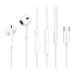 CELEBRAT earphones με μικρόφωνο E400, USB-C σύνδεση, Φ14mm, 1.2m, λευκά