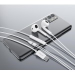 CELEBRAT earphones με μικρόφωνο E400, USB-C σύνδεση, Φ14mm, 1.2m, λευκά