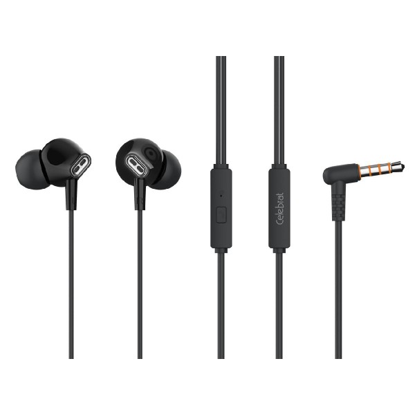 CELEBRAT earphones με μικρόφωνο G21, 3.5mm, 1.2m, μαύρα